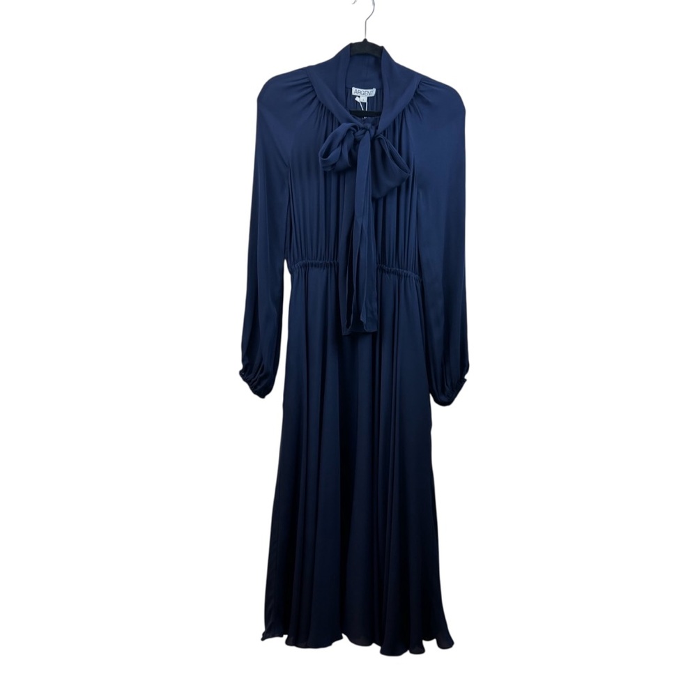 NWT Argent Madison Dress in Double Georgette Midnight Blue Sz. S - Picture 3 of 12